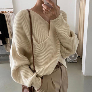 Pull en tricot croisé chic