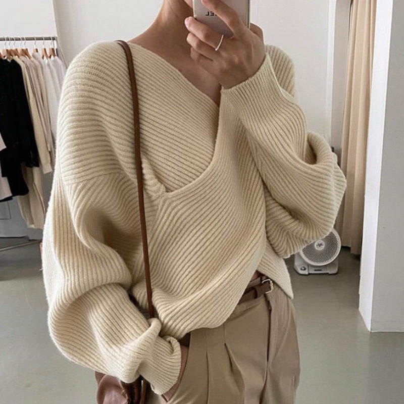 Pull en tricot croisé chic