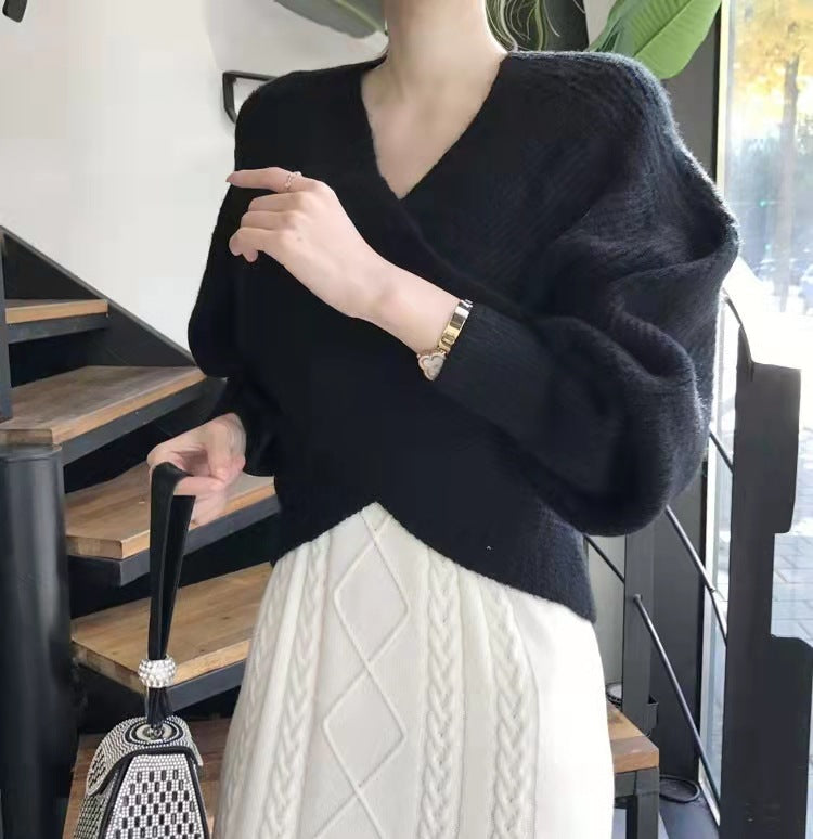 Pull en tricot croisé chic