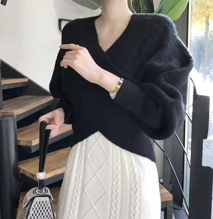 Pull en tricot croisé chic