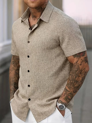 Chemise légère à manches courtes en mélange de lin