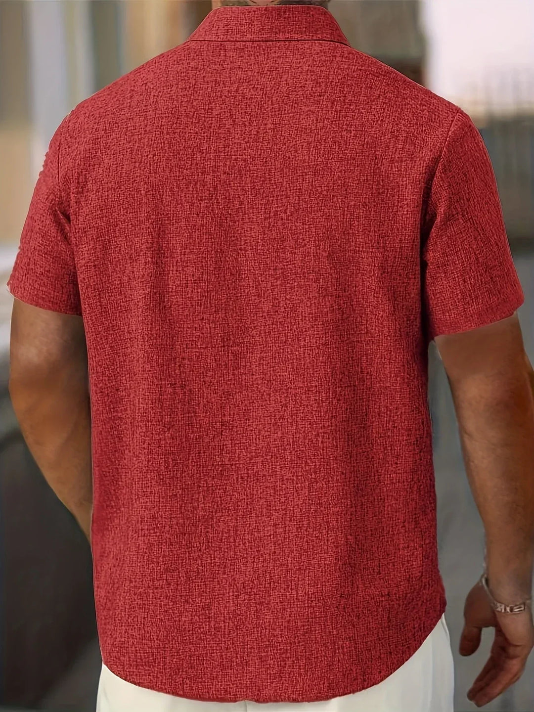 Chemise légère à manches courtes en mélange de lin