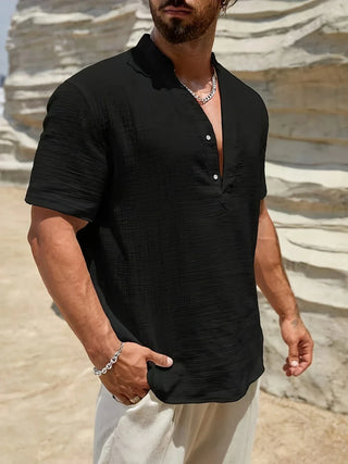 Chemise d’été élégante à col montant