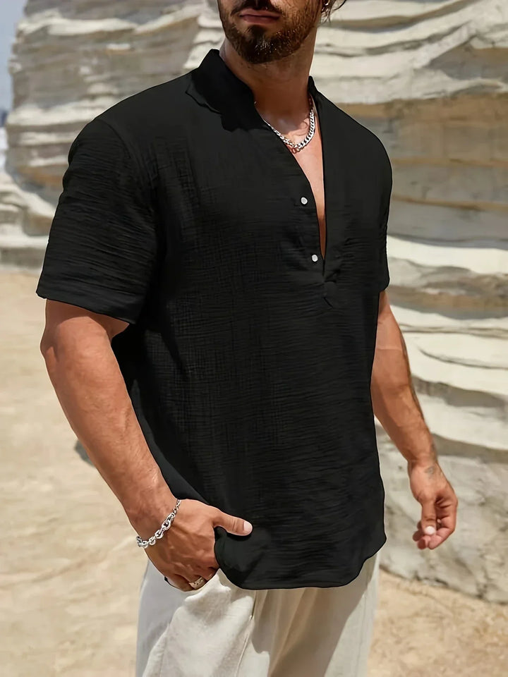 Chemise d’été élégante à col montant