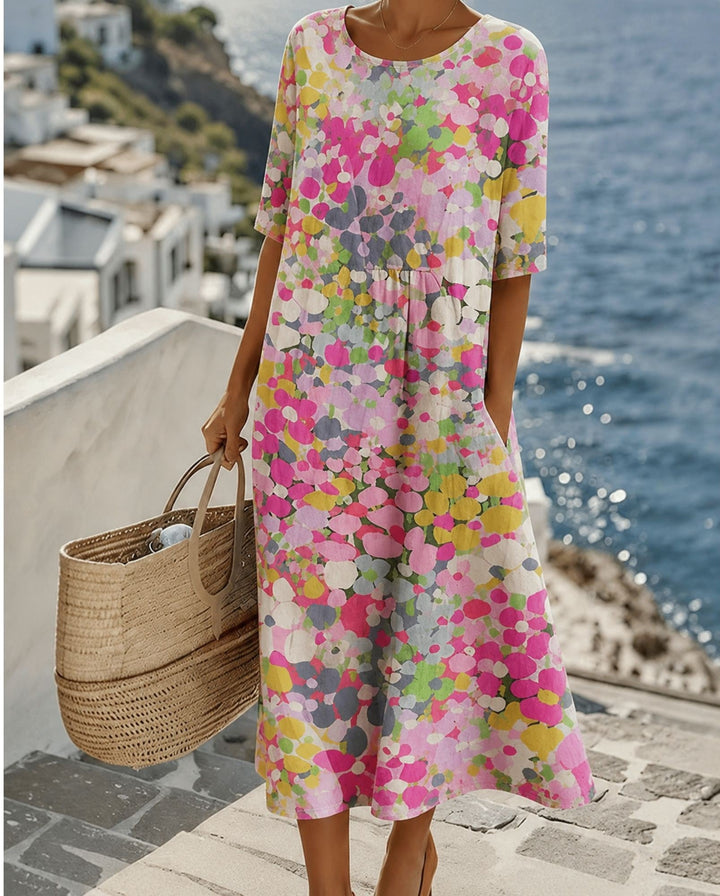 Béatrice | Robe midi à fleurs, ample et légère