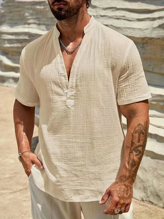 Chemise d’été élégante à col montant