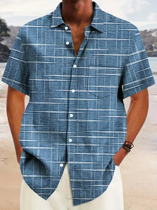 Chemise élégante à motif rayé et à carreaux