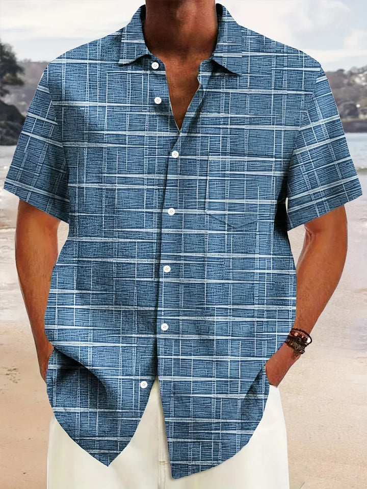 Chemise élégante à motif rayé et à carreaux