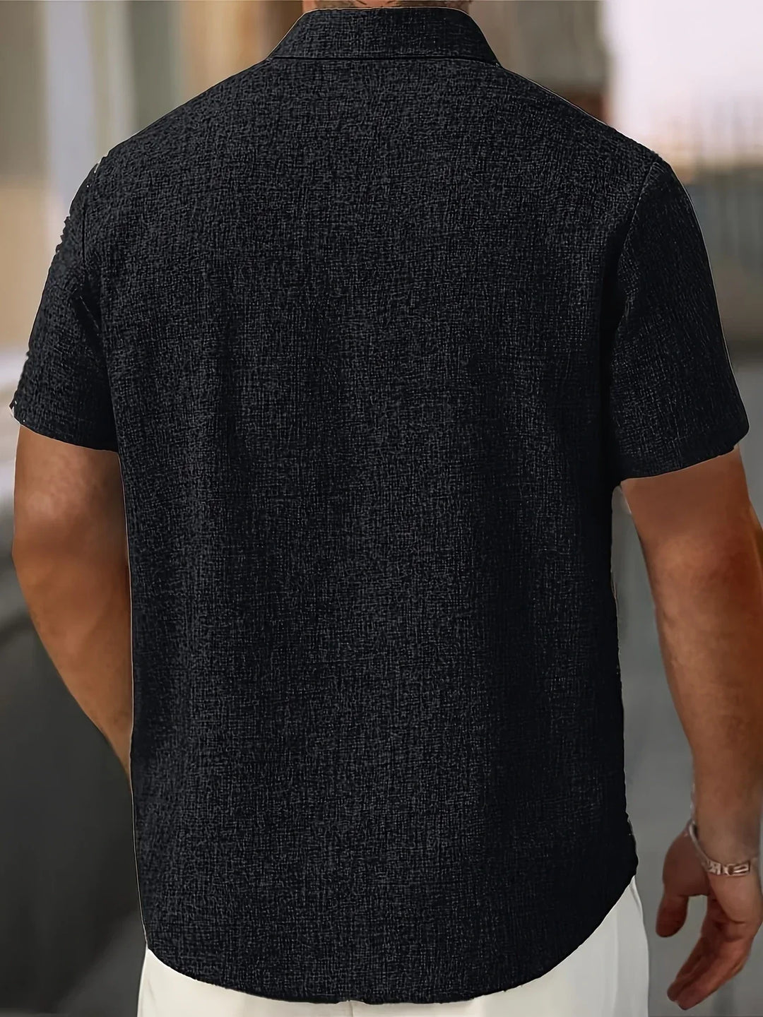 Chemise légère à manches courtes en mélange de lin