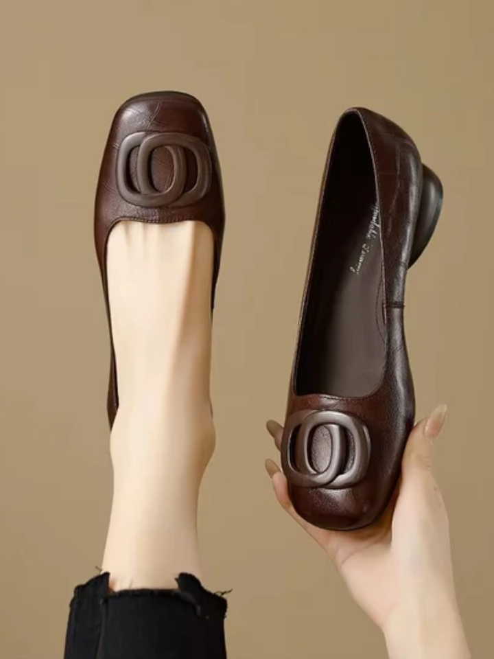 VÉRANE | Ballerines en Cuir à Bout Carré