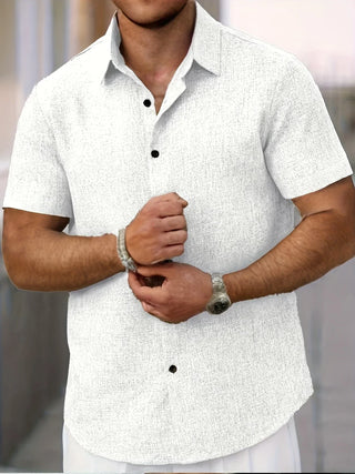Chemise légère à manches courtes en mélange de lin