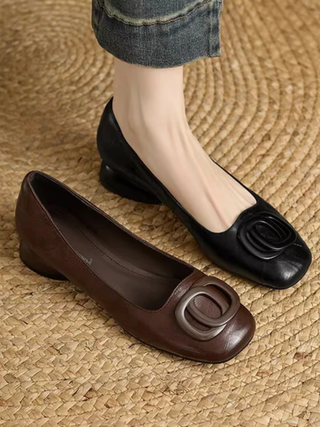 VÉRANE | Ballerines en Cuir à Bout Carré