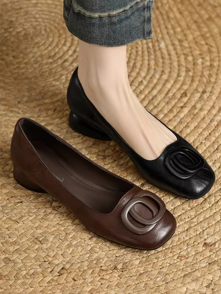 VÉRANE | Ballerines en Cuir à Bout Carré