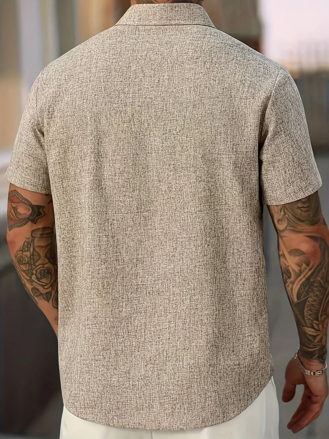 Chemise légère à manches courtes en mélange de lin