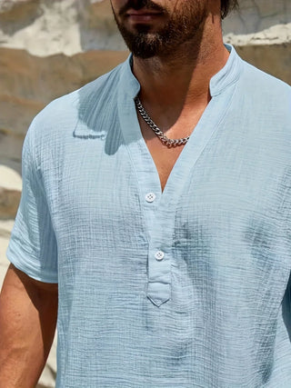 Chemise d’été élégante à col montant