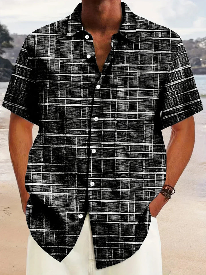 Chemise élégante à motif rayé et à carreaux