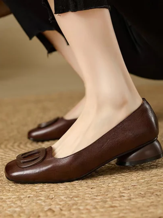 VÉRANE | Ballerines en Cuir à Bout Carré
