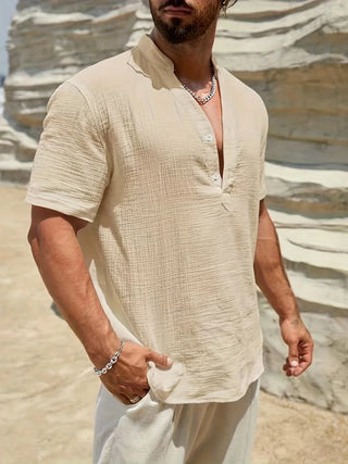 Chemise d’été élégante à col montant