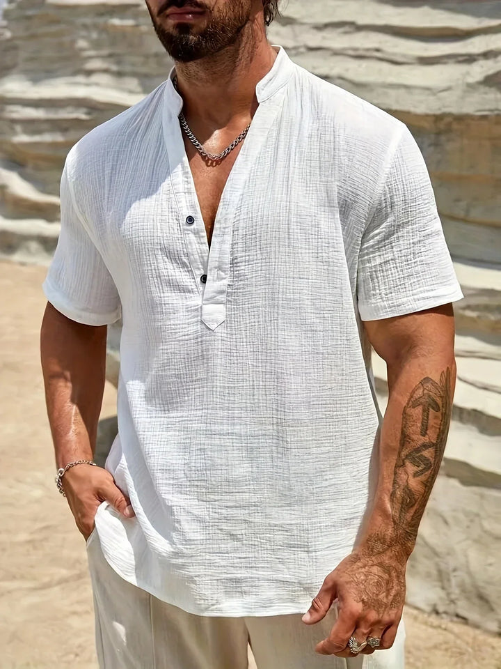 Chemise d’été élégante à col montant