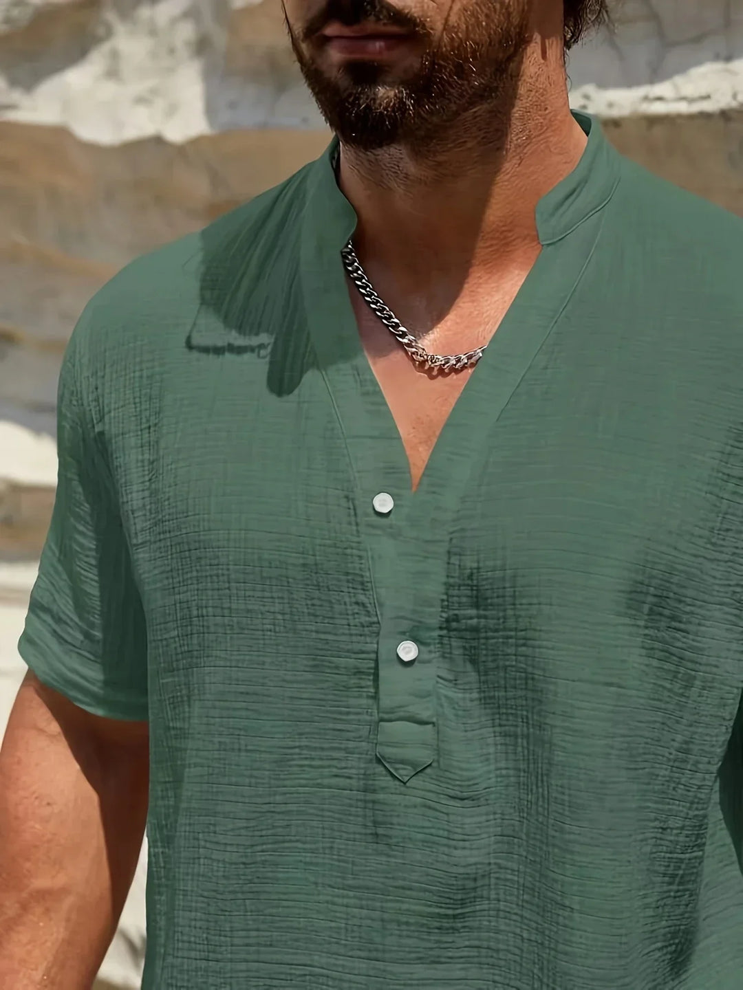 Chemise d’été élégante à col montant