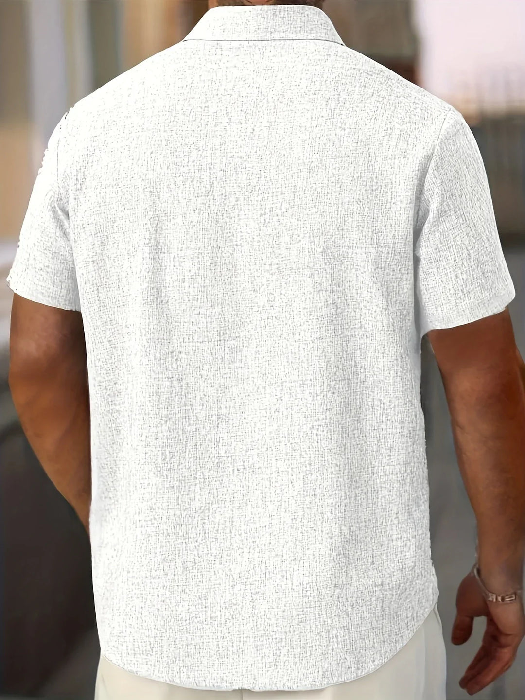 Chemise légère à manches courtes en mélange de lin