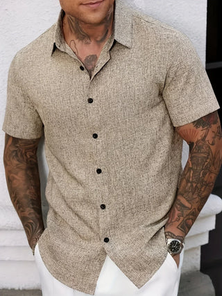 Chemise légère à manches courtes en mélange de lin