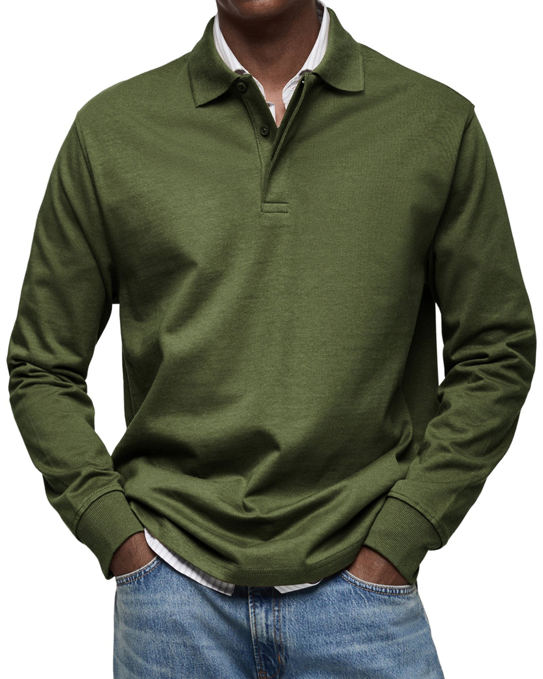 Chemise Poloshirt Casual à Manches Longues