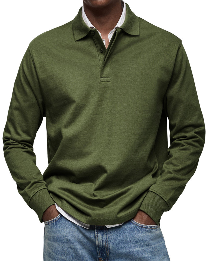 Chemise Poloshirt Casual à Manches Longues