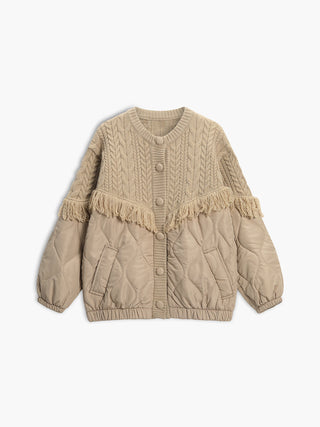 Veste matelassée en tricot torsadé patchwork