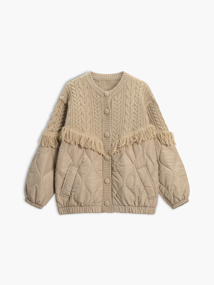 Veste matelassée en tricot torsadé patchwork