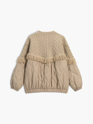 Veste matelassée en tricot torsadé patchwork