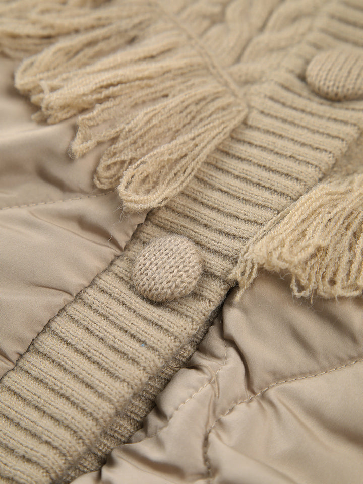 Veste matelassée en tricot torsadé patchwork