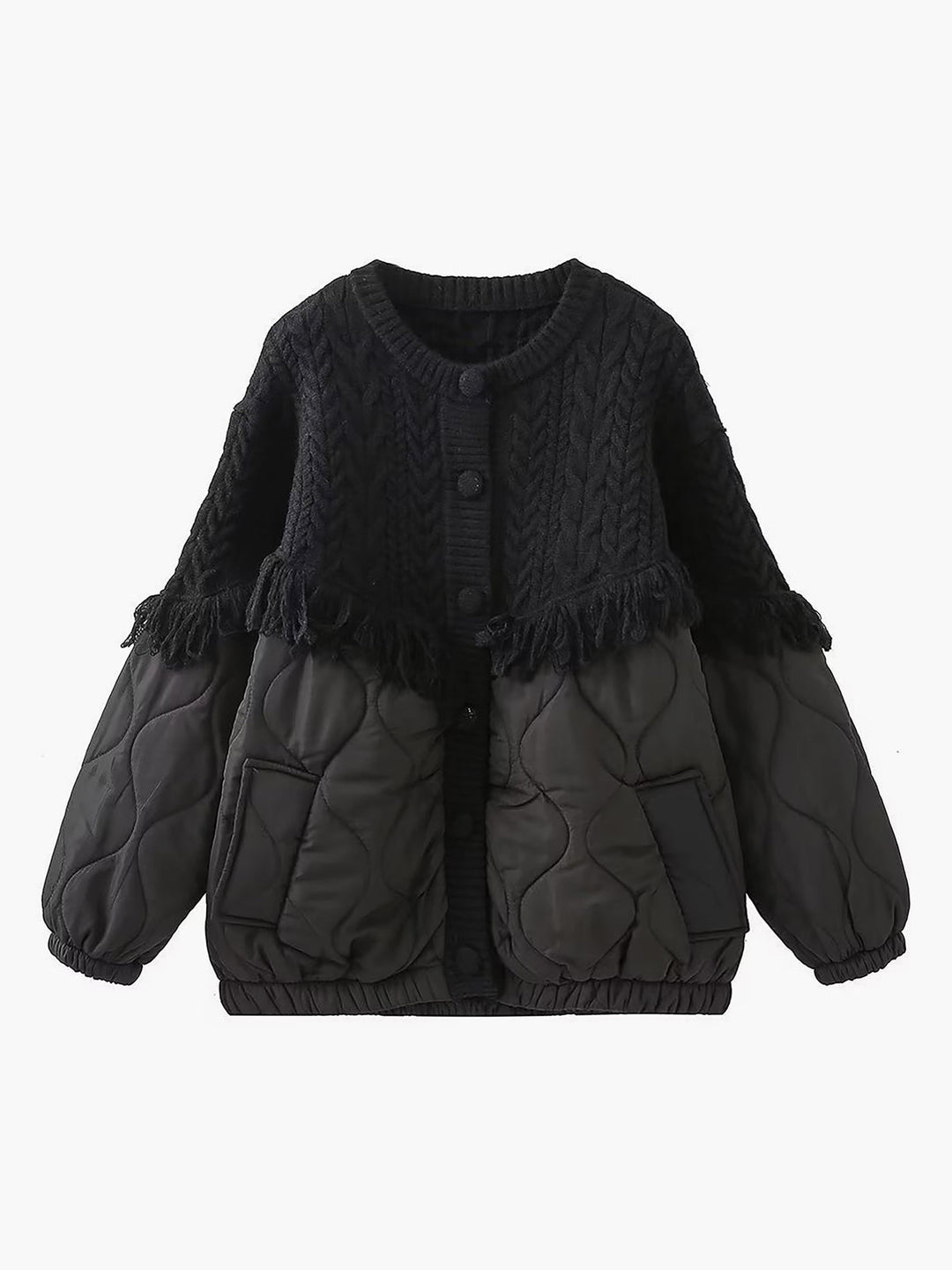 Veste matelassée en tricot torsadé patchwork