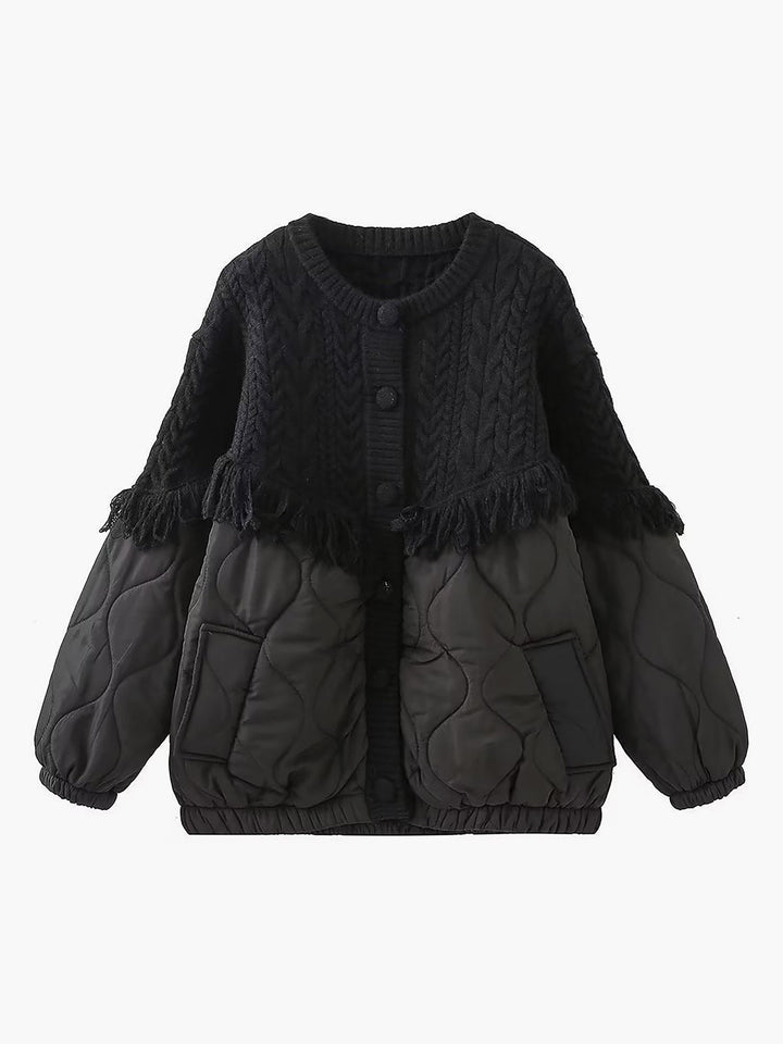 Veste matelassée en tricot torsadé patchwork