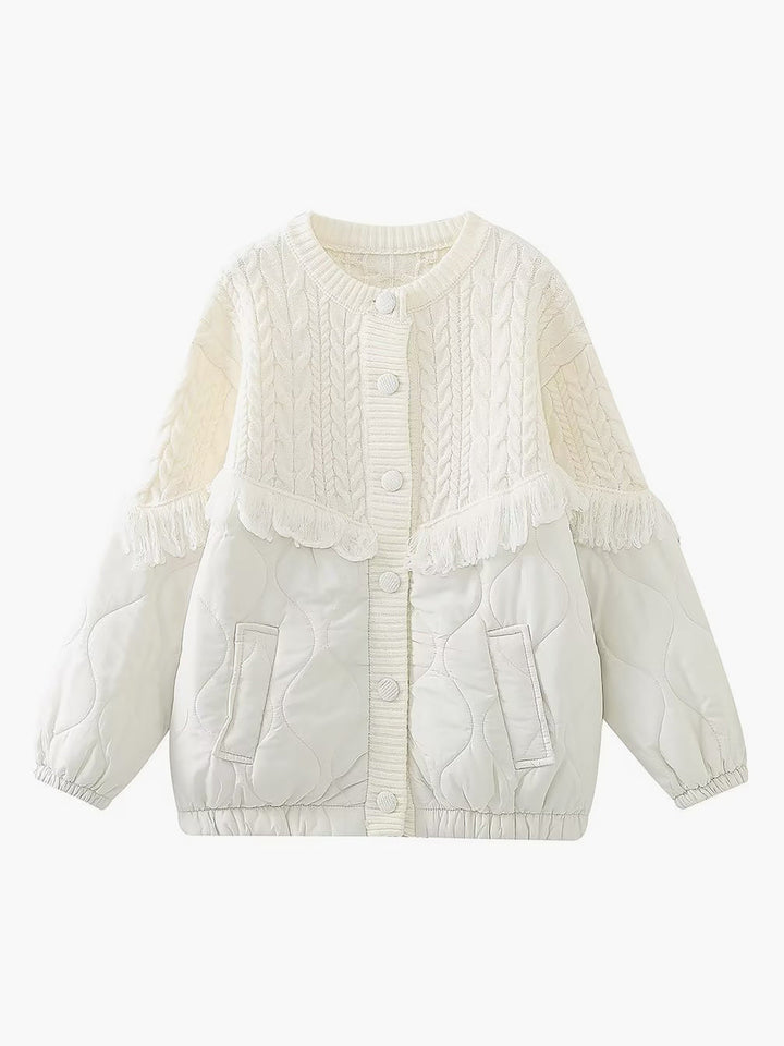 Veste matelassée en tricot torsadé patchwork