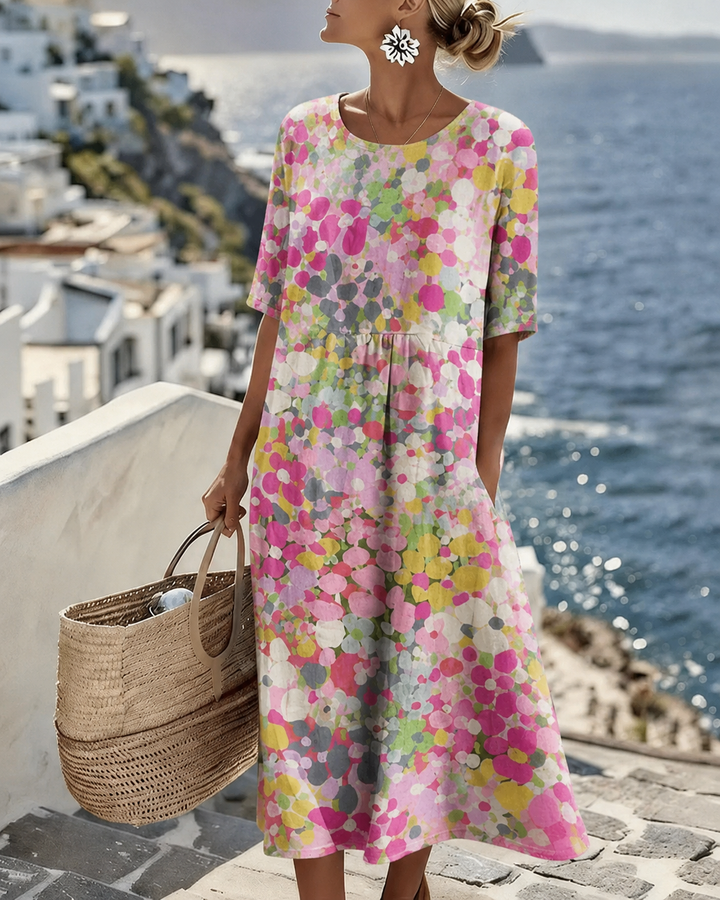 Béatrice | Robe midi à fleurs, ample et légère
