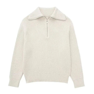 Pull zippé rayé