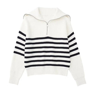 Pull zippé rayé