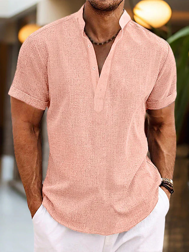 Jasper | Casual Henley Overhemd met Korte Mouwen voor Heren