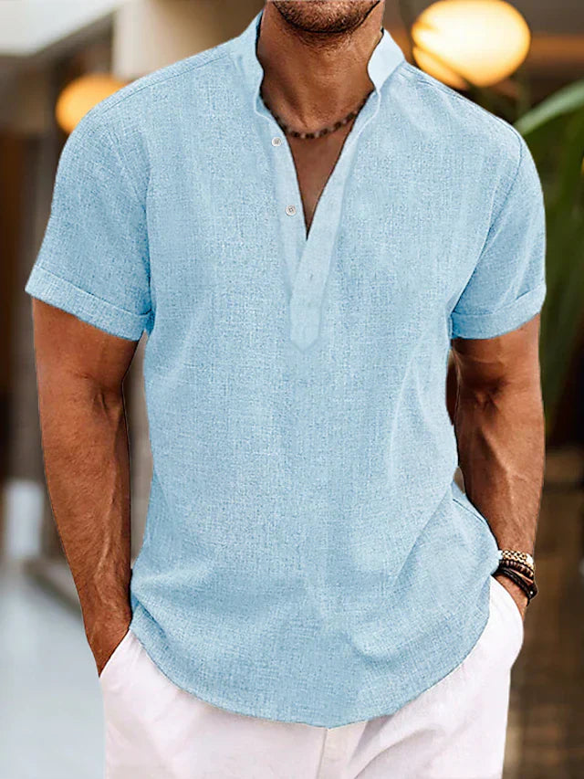 Jasper | Casual Henley Overhemd met Korte Mouwen voor Heren