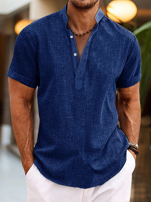 Jasper | Casual Henley Overhemd met Korte Mouwen voor Heren