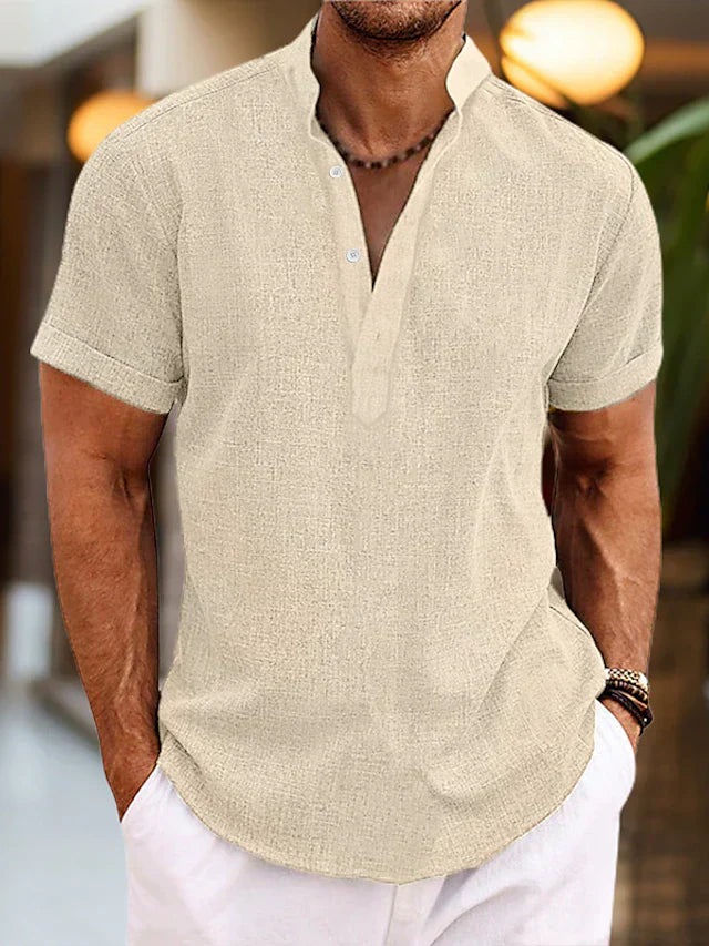 Jasper | Casual Henley Overhemd met Korte Mouwen voor Heren