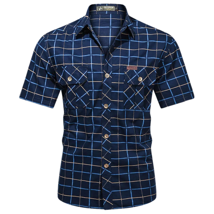 Chemise élégante à manches courtes à carreaux