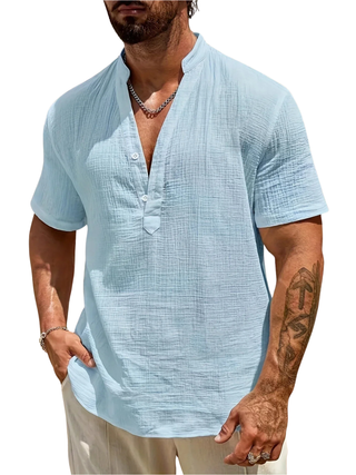 Chemise d’été élégante à col montant