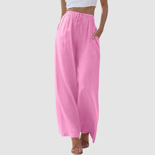 Pantalon taille haute à jambes larges