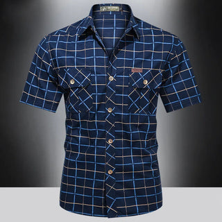 Chemise élégante à manches courtes à carreaux