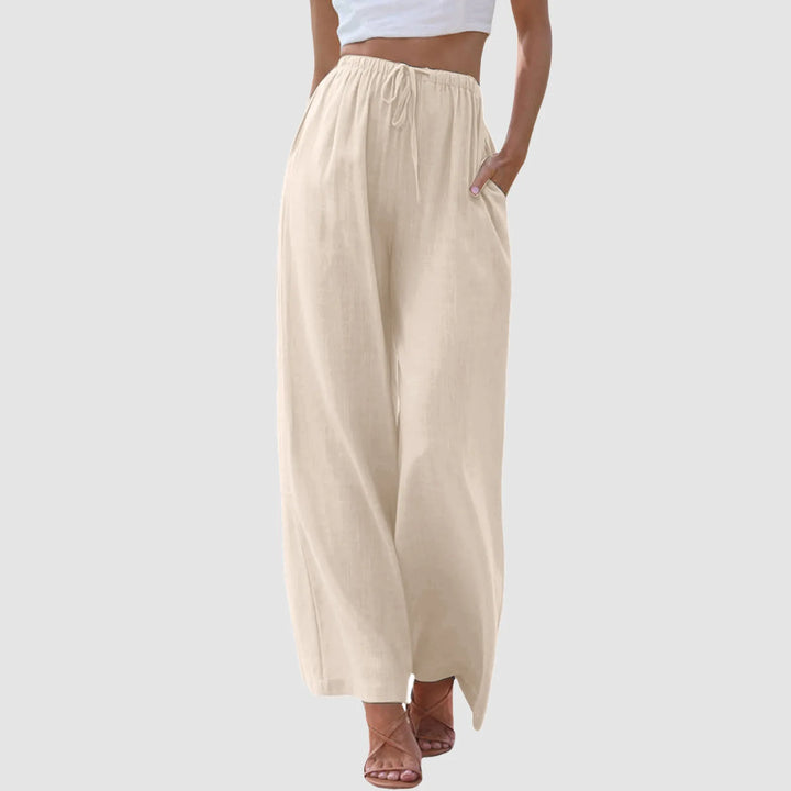 Pantalon taille haute à jambes larges