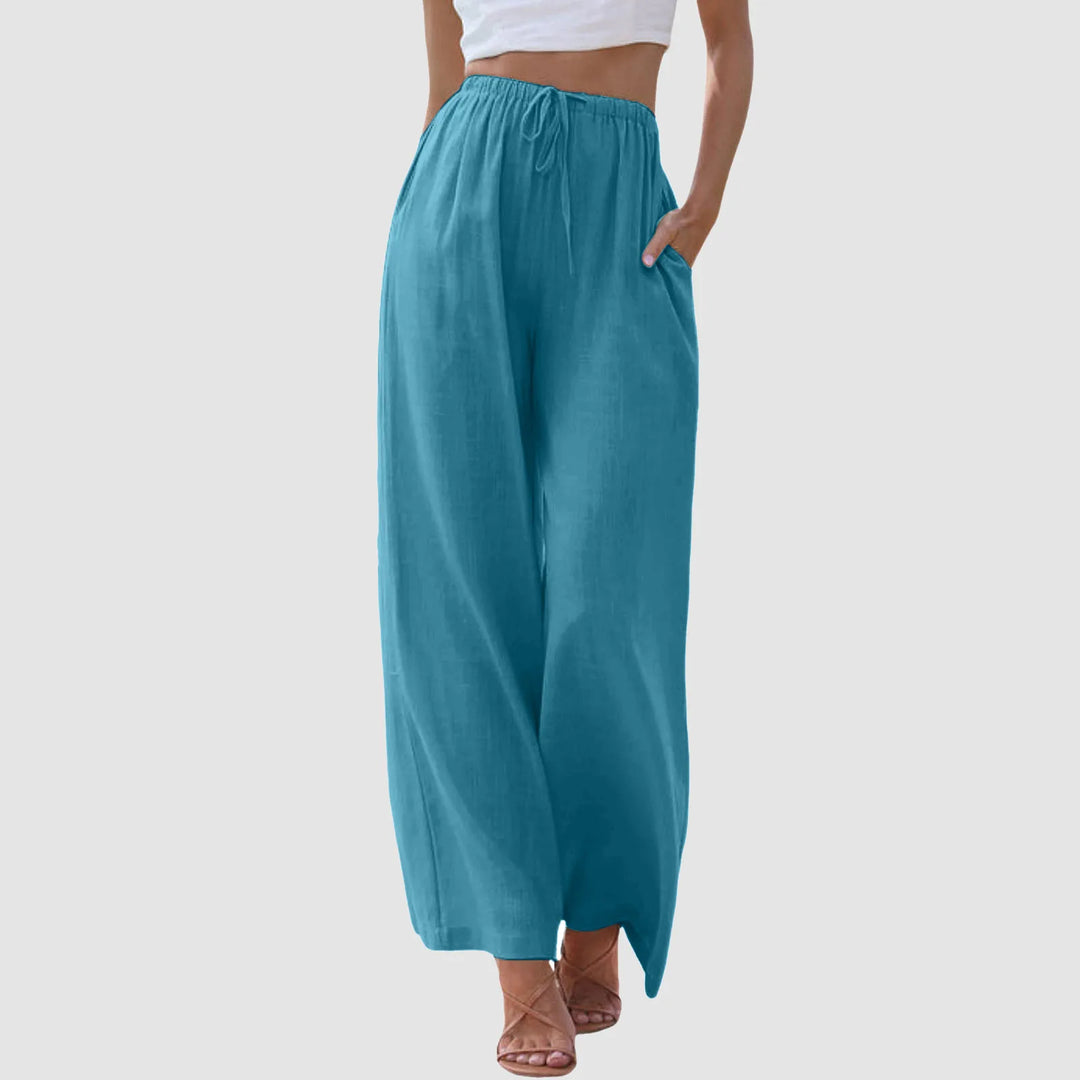 Pantalon confort à jambe large et taille haute