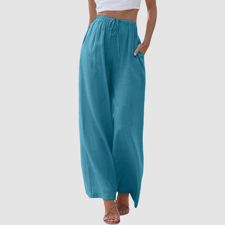 Pantalon confort à jambe large et taille haute