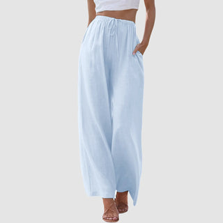 Pantalon taille haute à jambes larges